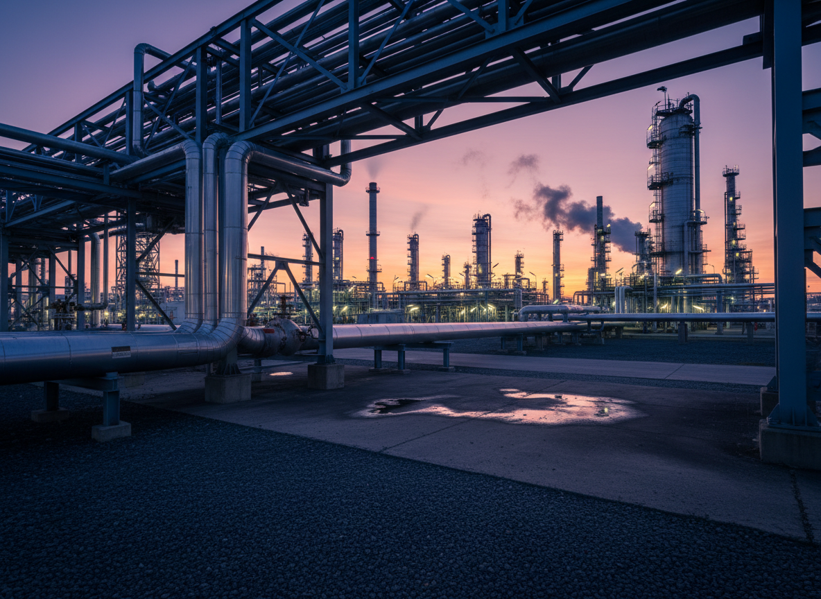 Oil refinery and pipeline energy infrastructure