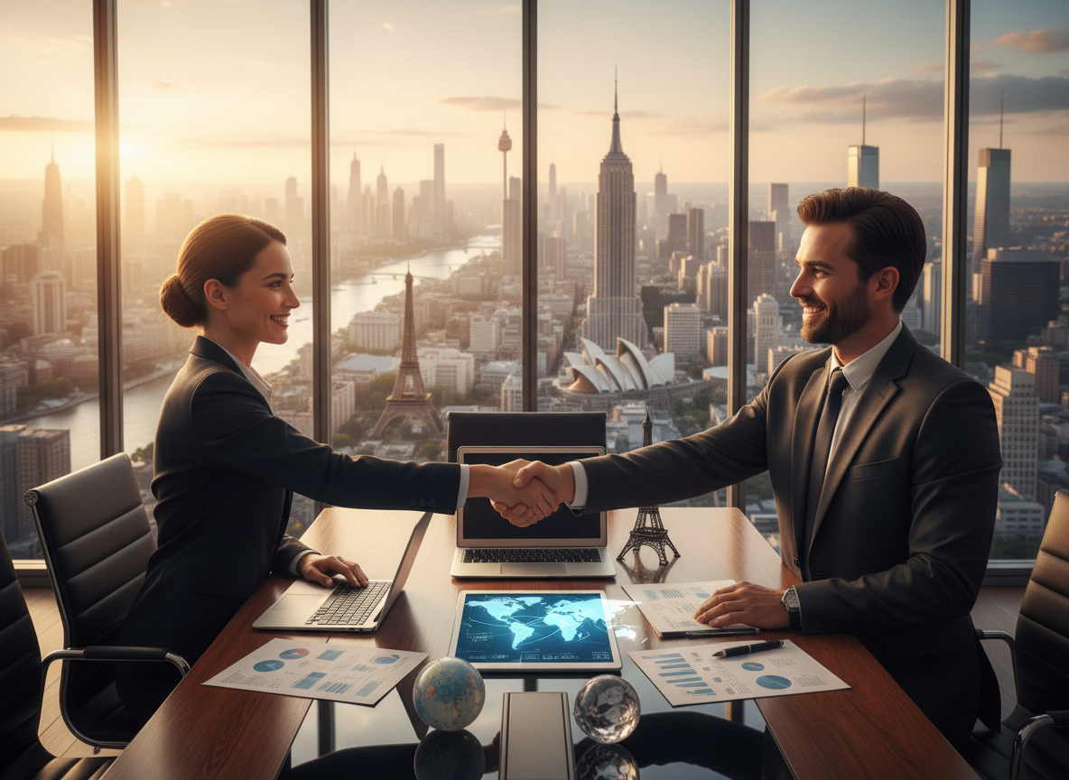 Business professionals shaking hands