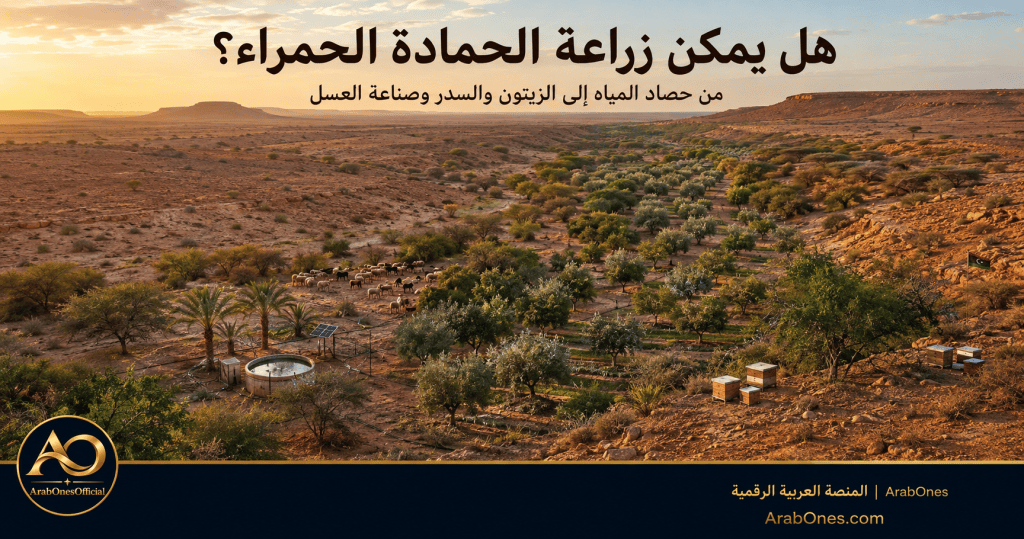 رؤية تنموية لزراعة أودية الحمادة الحمراء بالزيتون والتين والنخيل والسدر والطلح باستخدام المياه الجوفية والري بالتنقيط
