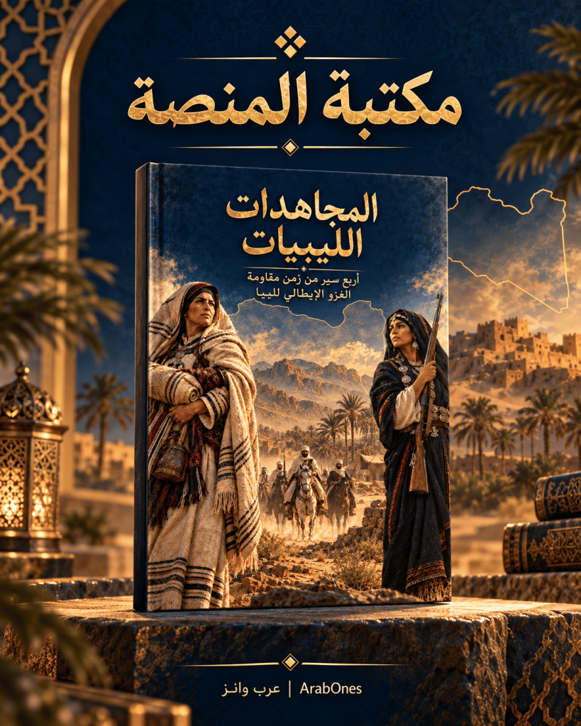 غلاف كتاب «المجاهدات الليبيات» ضمن إصدارات مكتبة منصة عرب وانز.